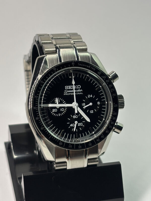 SEIKO MOD SPEEDMASTER BLACK SILVER