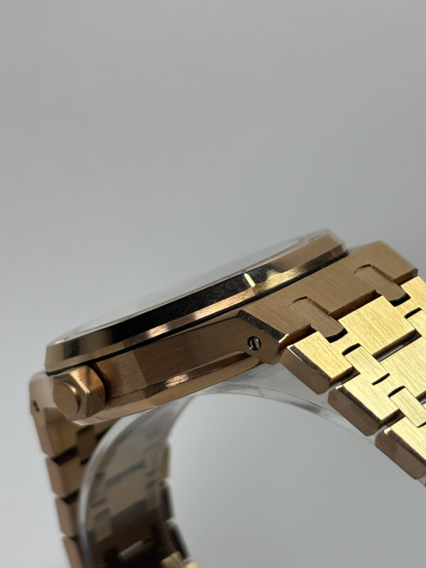 SEIKO MOD ROYAL OAK OPEN HEART "ROSE GOLD & NAVY CIRCLES DIAL"