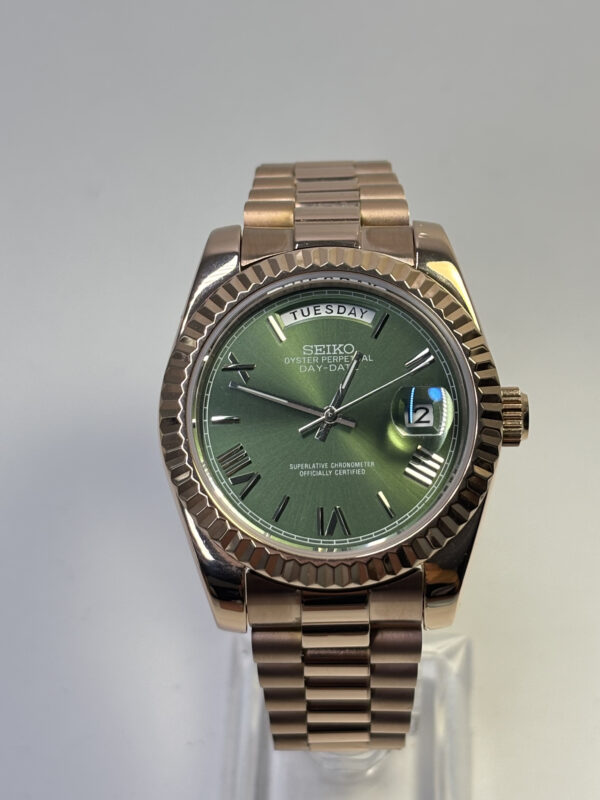 SEIKO MOD DAYDATE "GREEN OLIVE " ROSE GOLD