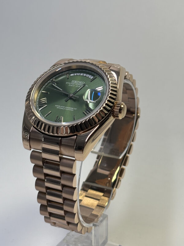 SEIKO MOD DAYDATE "GREEN OLIVE " ROSE GOLD