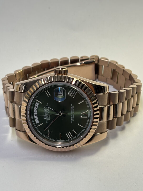 SEIKO MOD DAYDATE "GREEN OLIVE " ROSE GOLD