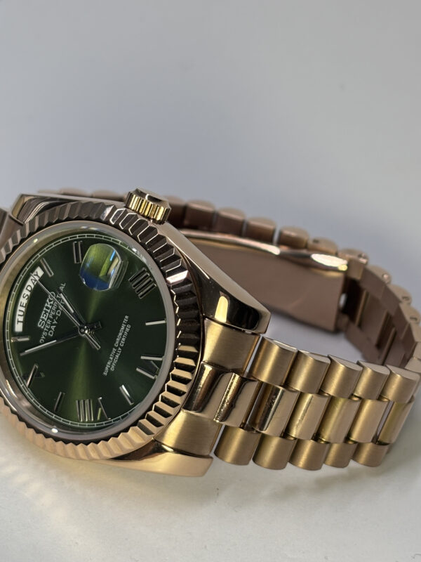 SEIKO MOD DAYDATE "GREEN OLIVE " ROSE GOLD